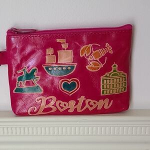 Pink Boston Themed Women's Clutch/ Wristlet